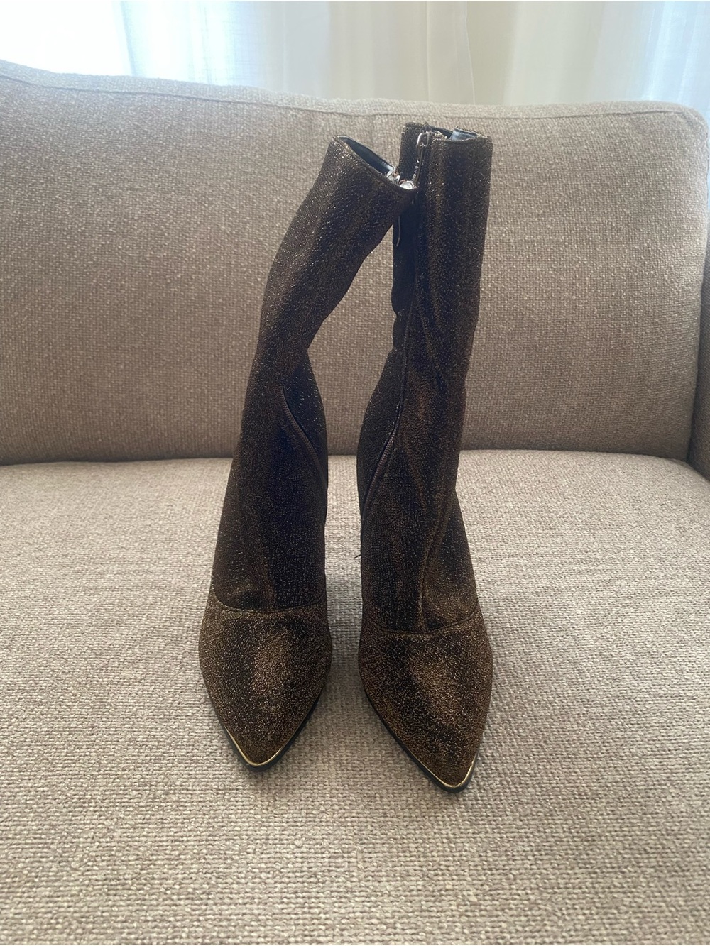 Nicole Miller Black Metallic Sparkle Pointed-Toe Ankle Boots - Picture 4 of 7